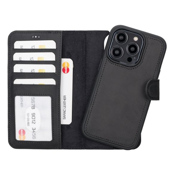 Liluri iPhone 14 Pro Detachable Leather Wallet Case